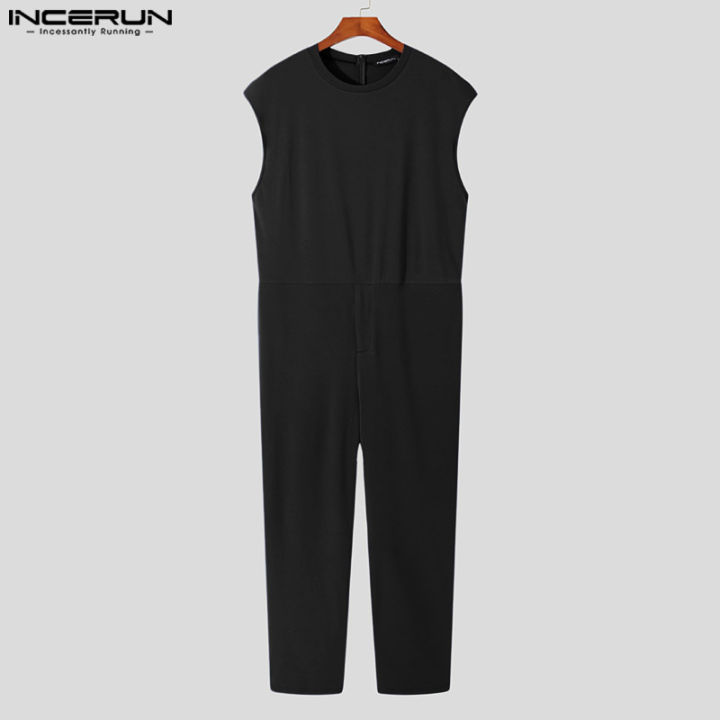 incerun-เสื้อจัมพ์สูทแขนกุดสำหรับผู้ชายกางเกงจัมพ์สูททรงหลวมชุดนอนบอดี้สูท-ชุดลำลอง-3