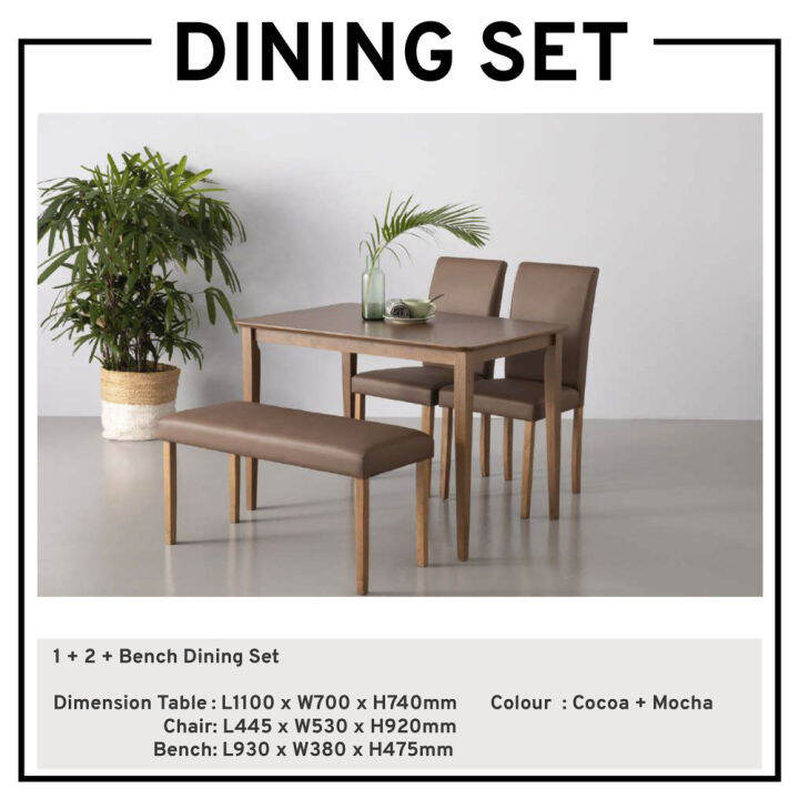 Dining Set 1+2+ Bench Chair Dining Table Pu Leather Chair Wooden Dining