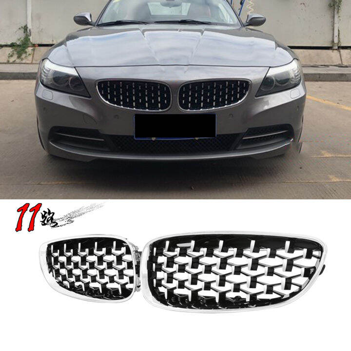 abs-diamond-style-front-racing-grille-สำหรับ-z4-e89-2009-2016-1คู่-gloss-black-silver-star-grills