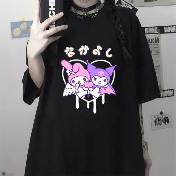 Sanrio Kawaii Hello Kitty Y2k T-shirts Clothes Summer Anime Print Tees  Cartoon Couple Short-sleeved Student Loose Tops Girl Goth