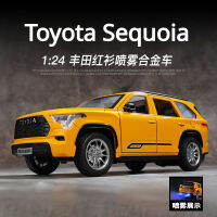 1:24โตโยต้า Sequoia SUV สเปรย์ฟังก์ชั่นล้อแม็กรถยนต์ D Iecasts และของเล่นยานพาหนะรถรุ่นเสียงและแสงรถของเล่นสำหรับของขวัญเด็ก