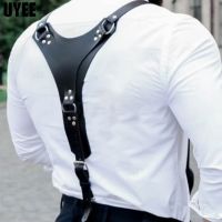 UYEE Vintage Mens Suspender PU Leather Brace Male Strap For Women Wild Leisure Casual Belt Shirt Suspenders Jeans Accessories