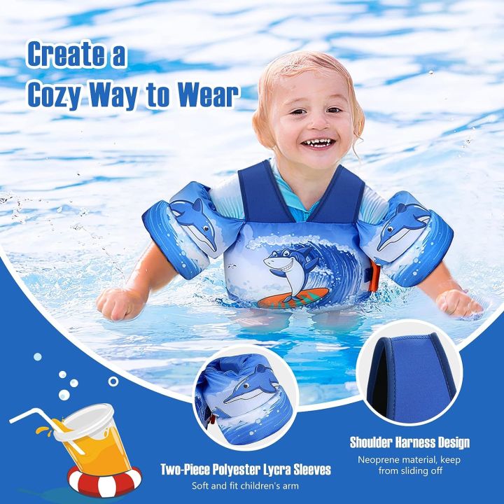 moko-สายรัดแขนว่ายน้ำลายการ์ตูนสำหรับเด็กวัยหัดเดิน-เสื้อชูชีพสำหรับเด็กอายุ22-70ปอนด์พร้อมสายรัดเป้าสำหรับเล่นพูลเสื้อกั๊กแขนเสื้อเรียนรู้ที่จะว่ายน้ำ