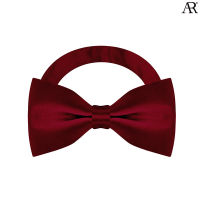ANGELINO RUFOLO Bow Tie ผ้าไหมทออิตาลี่คุณภาพเยี่ยม โบว์หูกระต่ายผู้ชาย ดีไซน์ Plains สีแดง/สีBurgundy