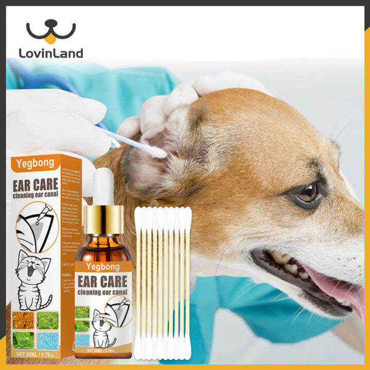 Lovinland Pet Ear Cleanser Cat Dog Ear Mites Itching Cleaning Ear Canal