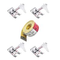 5PCS Adjustable Sewing Machine Presser Foot Metal Measuring Tape Fits for Low Domestic Sewing Machine. Snapping on Brother, Babylock, Singer,Juki