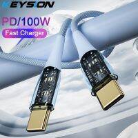 KEYSION 5A PD 100วัตต์ USB C เพื่อพิมพ์ C เคเบิ้ลใสสายชาร์จอย่างรวดเร็วข้อมูลด่วนสายโทรศัพท์สำหรับ Macbook หัวเว่ย Xiaomi ซัมซุง