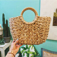 Hot Summer Half Moon Straw Bag Women Bohemian Large Capacity Handle Bag Weave Handmade Handbag Travel Knitted Beach Bags Bolsa