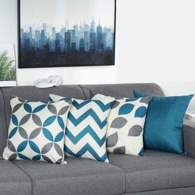 Nordic ins wind navy blue geometric linen pillowcase sofa cushion cover home decoration can be customized for you 40x40 50x50