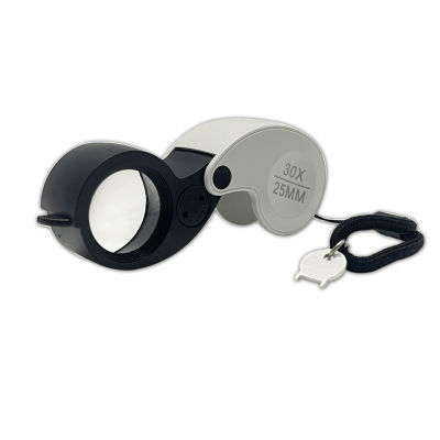 กล้องส่องจิวเวลรี่ แว่นขยายส่องพระ เลนส์ขยาย 30 x 25mm ไฟส่องสว่าง LED 2 ดวง Jewelry Magnifier 30x 25mm