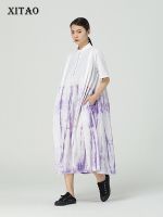 XITAO Dress New Contrast Color Print Summer Loose Temperament Women Fashion Dress