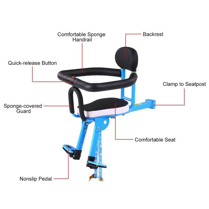 Front Mount Child Bicycle Seat Quick Release Bike Saddle Kids Saddle