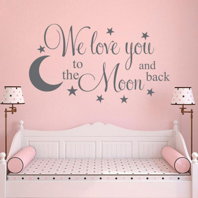 Kids Room Wall Decals Quote We Love you to the Moon and Back Vinyl Lettering Wall Stickers Idea Home Decoration G625