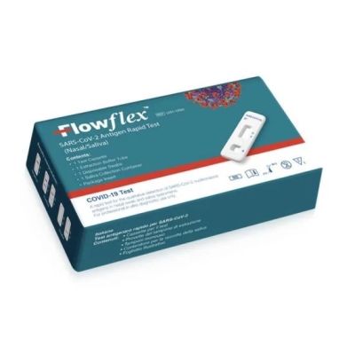 flowflex 2 in 1  จำนวน 1 กล่อง  มี 1 เทสNasal swop and saliva Antigen Rapid test Covid-19 Home Use แบบ แหย่จมูกและน้ำลาย 1 กล่อง
