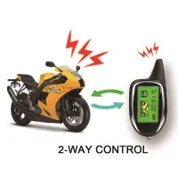 BANVIE 2 Way Anti-Theft Motorcycle Security Alarm System เครื่องส่งสัญญาณ LCD สองเครื่อง Remote Engine Start Motion Sensor &amp; Shock Sensor