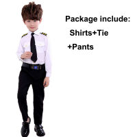 Childrens Day Pilot Uniform Stewardess Cosplay Halloween Costumes for Kids Disguise Girl Boy Captain Aircraft Fancy Clothing