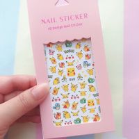 ﹍✣ Pokemon Pikachu Nail Stickers Kawaii Anime Cartoon Girl Heart Thin Tough Manicure Stickers Self-adhesive Back Glue Nail Stickers