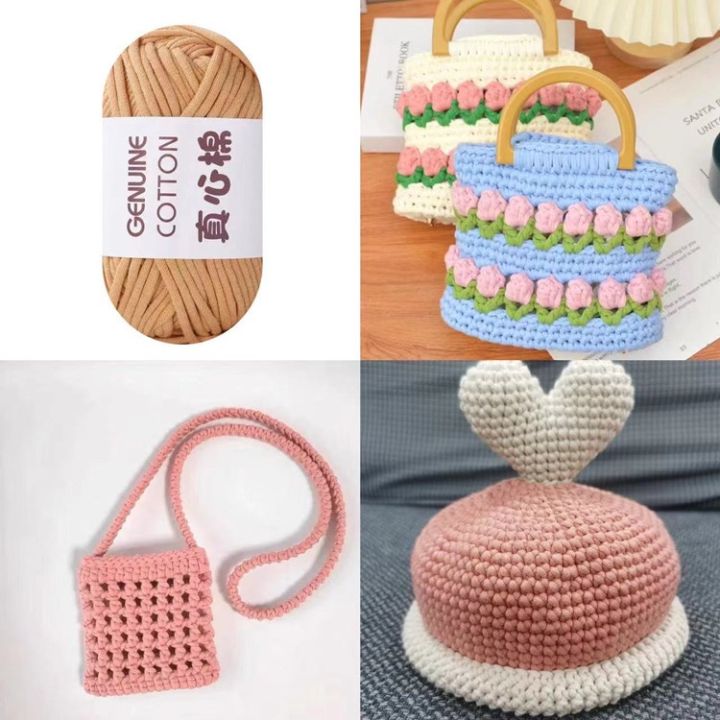 50g Cotton Yarn Beginner Crochet Yarn Easy To Use Cotton yarn for Hand  Knitting Weaving DIY Scarves Blankets Hat Clothes