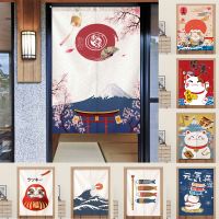 Fashion 2023 Japanese Doorway Curtain For Kitchen Izakaya Cafe Home Decor Fengshui Hang Half Curtain Lucky Cat Colorful Door Curtain Noren