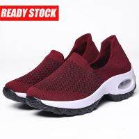 European and American style high elastic girls loafers large size womens shoes breathable flying woven womens cloth shoes soft sole non-slip outdoor sports shoes fashionable