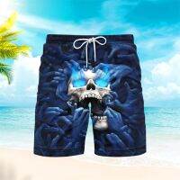 Mens Skull Fun Beach Shorts 3D Scull รูปแบบ Rose Skeleton Boardshorts Mens / Women Hip Hop Drawstring ตาข่าย Elastic กางเกงขาสั้น