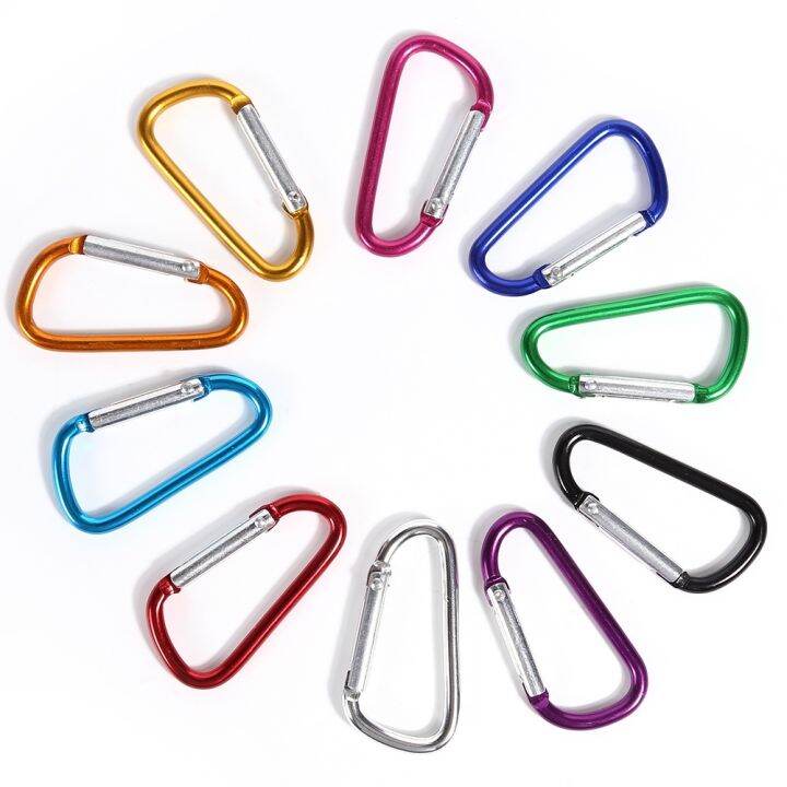 พวงกุญแจ-carabiner-10ชิ้น-พวงกุญแจปีนเขากลางแจ้งตะขอแบบโค้งงอ