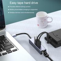 Safe Compact 4 Port USB 3.0 Hub พร้อมเครือข่าย LAN High -strength USB Hub อุปกรณ์เสริมสํานักงานที่ไม่มีไดรเวอร์