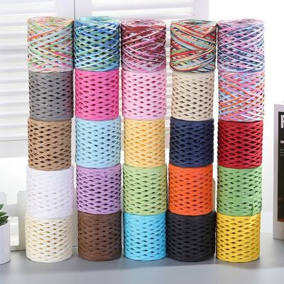 ；【‘； 200M/Roll Natural Raffia Straw Paper Gift Packing Thread Rion Handmade DIY Crafts Supplies Rion Hand-Knitted Paper Rope
