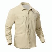 Mens UPF 50 Long Sleeve Fishing Shirts Summer Sun Protection Hiking Shirt Casual Button Down Tactical Shirts