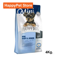 อาหารลูกสุนัข Happy Dog Mini Baby &amp; Junior สำหรับลูกสุนัขพันธุ์เล็ก 4กก. (1ถุง) Happy Dog Mini Baby &amp; Junior Puppy Food 4Kg. (1bag)