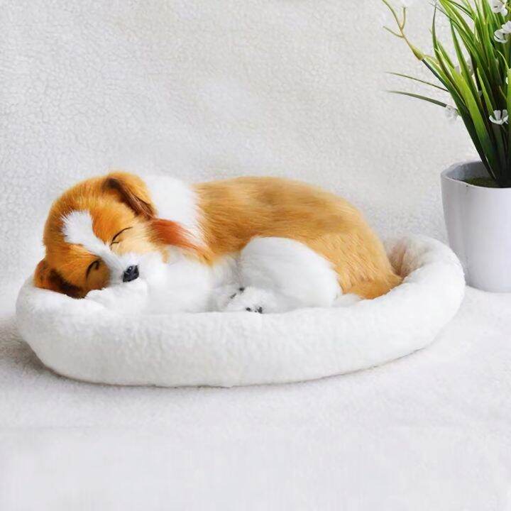 Realistic Black And White Cat Dog Breathing Sleeping Plush Toys Doll ...