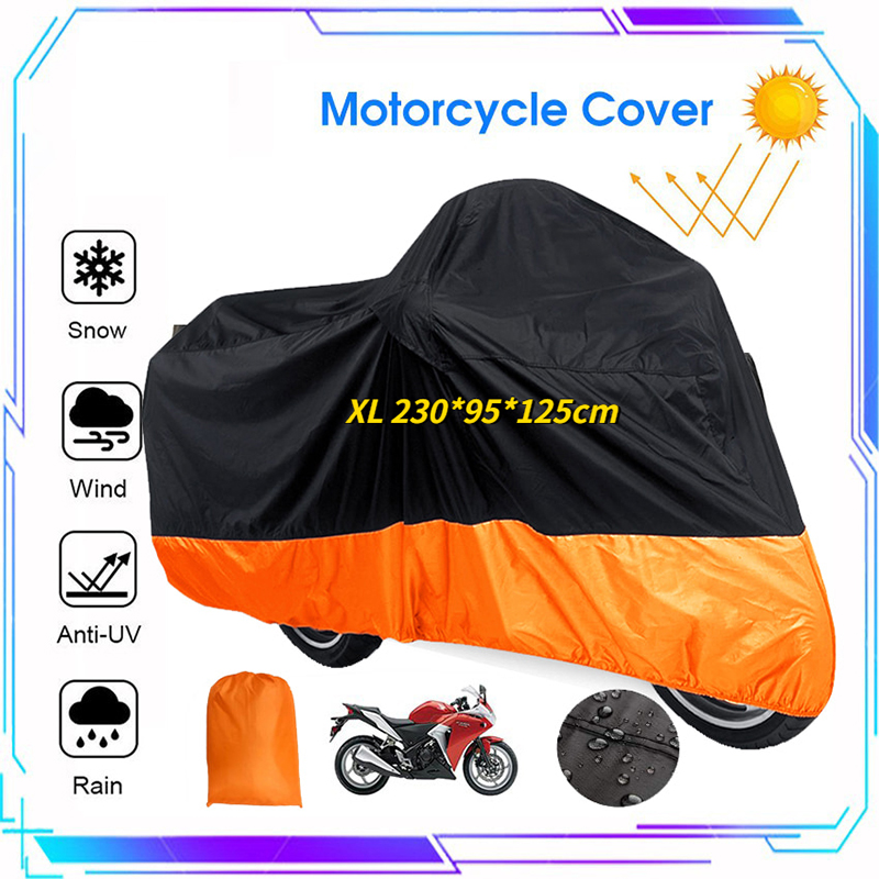 Motorcycle Cover Orange XXXL Waterproof Bike Outdoor Rain Dust UV Protector 