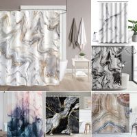 【CW】✱◕❂  Gold Marble Ink Texture Shower Curtain Set Abstract for Washable Fabric