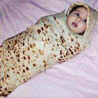 1ชุด Burrito ผ้าห่มแป้งเด็ก Tortilla Swaddle ฤดูหนาว100% Flannel ผ้าห่มเด็ก Sleeping Swaddle Wrap + หมวกเด็กแผ่น