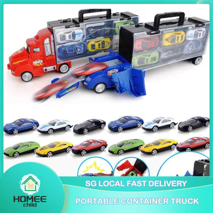 SG local fast delivery Children's portable container truck toy Lazada Singapore