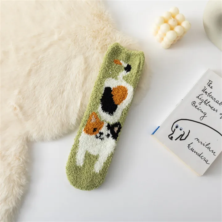 cartoon-animal-socks-cozy-winter-stockings-thick-warm-mid-thigh-socks-cute-cat-paws-floor-socks-kawaii-cat-claws-socks