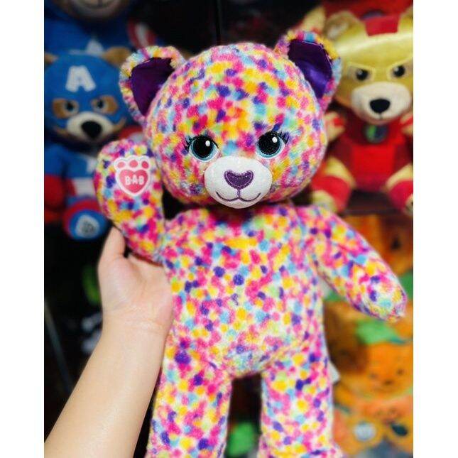 ตุ๊กตาหมี-สีรุ้ง-จมูกมีกากเพชรสวยมาก-บิ้วอะแบร์-build-a-bear-workshop-สินค้ามือสองสภาพเยี่ยม