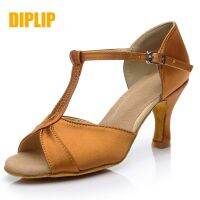 hot【DT】 DIPLIP new Latin dance shoes Soft bottom Ballroom  girl mouth glitter heel