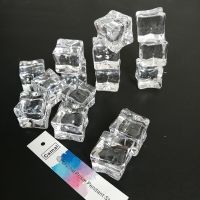 Camal 20PCS/Pack 20*20mm Fake Artificial Synthetic Acrylic Ice Square Cubes Clear Display Photography Props Bar Wedding Party Traps  Drains