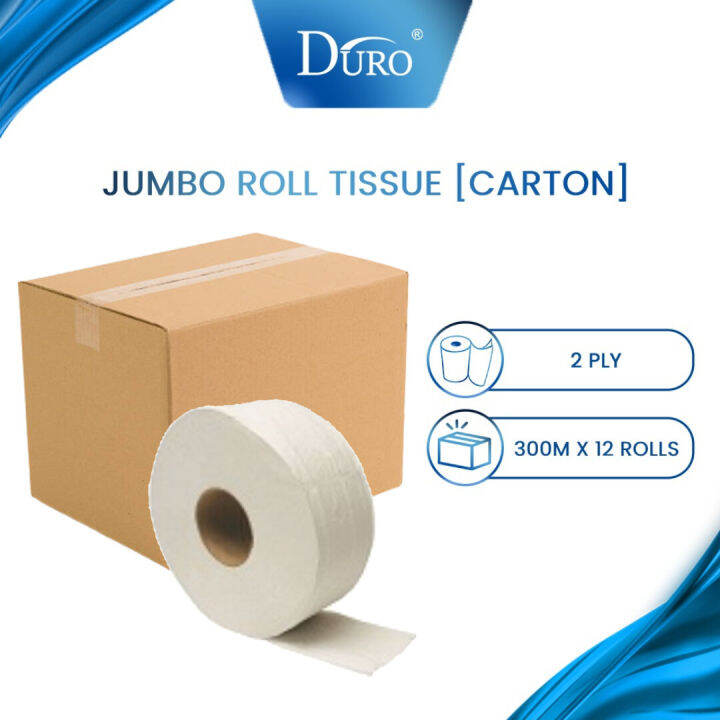 Duro Jumbo roll tissue [Carton] 2ply, 300m x 12rolls / Toilet Bathroom ...