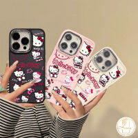 เคสนิ่มกรอบอิเล็กโทรเพลทสุดสรูการ์ตูน Hello Kitty,เคสโทรศัพท์ลายการ์ตูนน่ารักเข้ากันได้กับ IPhone 11 12 15 13 14 Pro Max XR 7 8 15 Plus X XS MAX