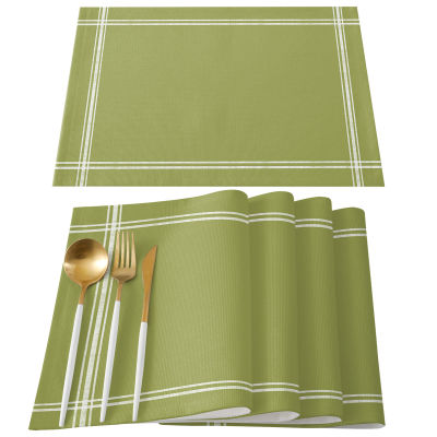Green Simple Line Classic Table Mats for Dining Table Kitchen Decoration Accessories Coffee Table Decor Modern Placemat