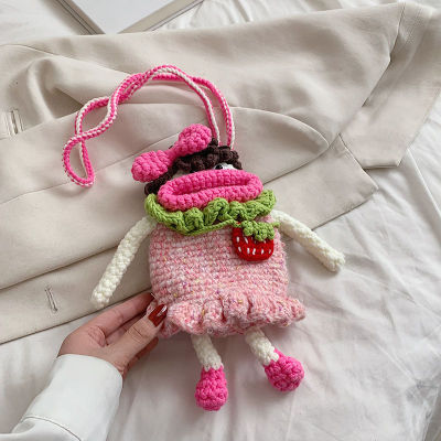 Knitted Handbag Crochet Bag Trendy Crossbody Pouch Handmade Crochet Knitted Bag Womens Handbag Shoulder Bag