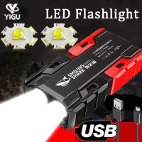 ไฟฉายเดินป่าตั้งแคมป์กลางแจ้งไฟฉายกลทหาร Senter LED Terang ที่มีประสิทธิภาพ USB ไฟฉายชาร์จไฟได้