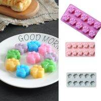 【CW】 10 Grids Cartoon Dog Cat Paw Shaped Blue/Pink Silicone Cake Molds Biscuit Jelly Fondant Chocolate Baking Mold Pan Ice Tray Mold