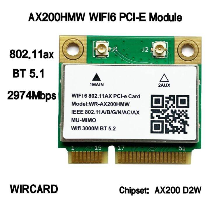 โมดูล WIFI6 AX200 AX200HMW ไร้สาย MINI PCIE 802.11Ax 160Mhz การ์ด WIFI ...