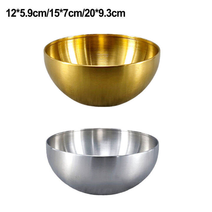 1Pcs Large Capacity Stainless Steel Golden Silver Salad Bowls Korean
