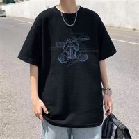 (M ~ 3xl) ตัวอักษรย้อนยุค T -shirt พิมพ์แขนสั้น, Mens American Vintage Five -Point Sleeve Sleeve Model, Thin Summer Models, คู่ t -shirts, วัสดุคุณภาพสูง -วัสดุคุณภาพสูง