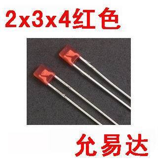 Red  100pcs/LOT 2X3X4 square LED Red light-emitting diode (square) Electrical Circuitry Parts
