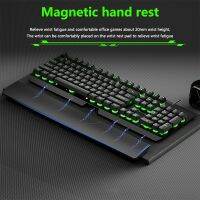 ❈℡✱ 104-Key Metal Panel Rainbow Backlit Character Luminous Widening Hand Rest Wired Gaming Keyboard